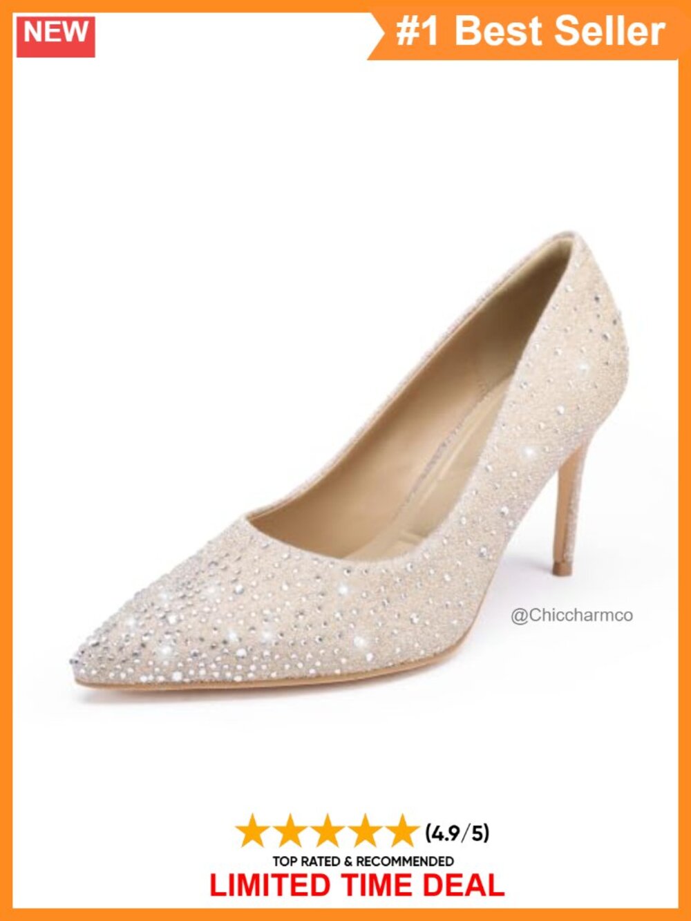 Rhinestone Stiletto High Heels Pointed Toe Slip On Pumps 9CM Thin Heel Dress